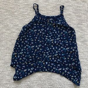 Blue floral layer tank top
